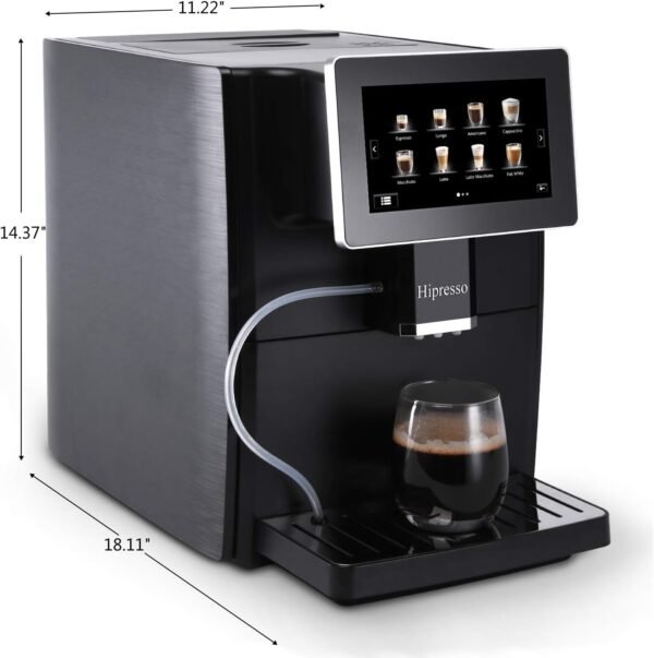 Geekpure Hipresso Super Fully Automatic Espresso Coffee Machine with 7HD TFT Touchscreen and Milk Frother - Image 5